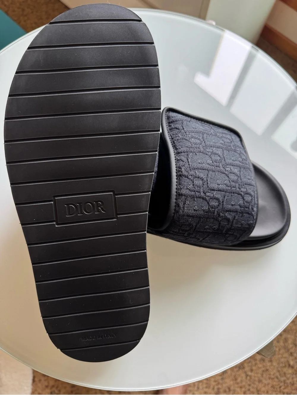 Dior Men’s Black Jacquard Logo Slide Sandals